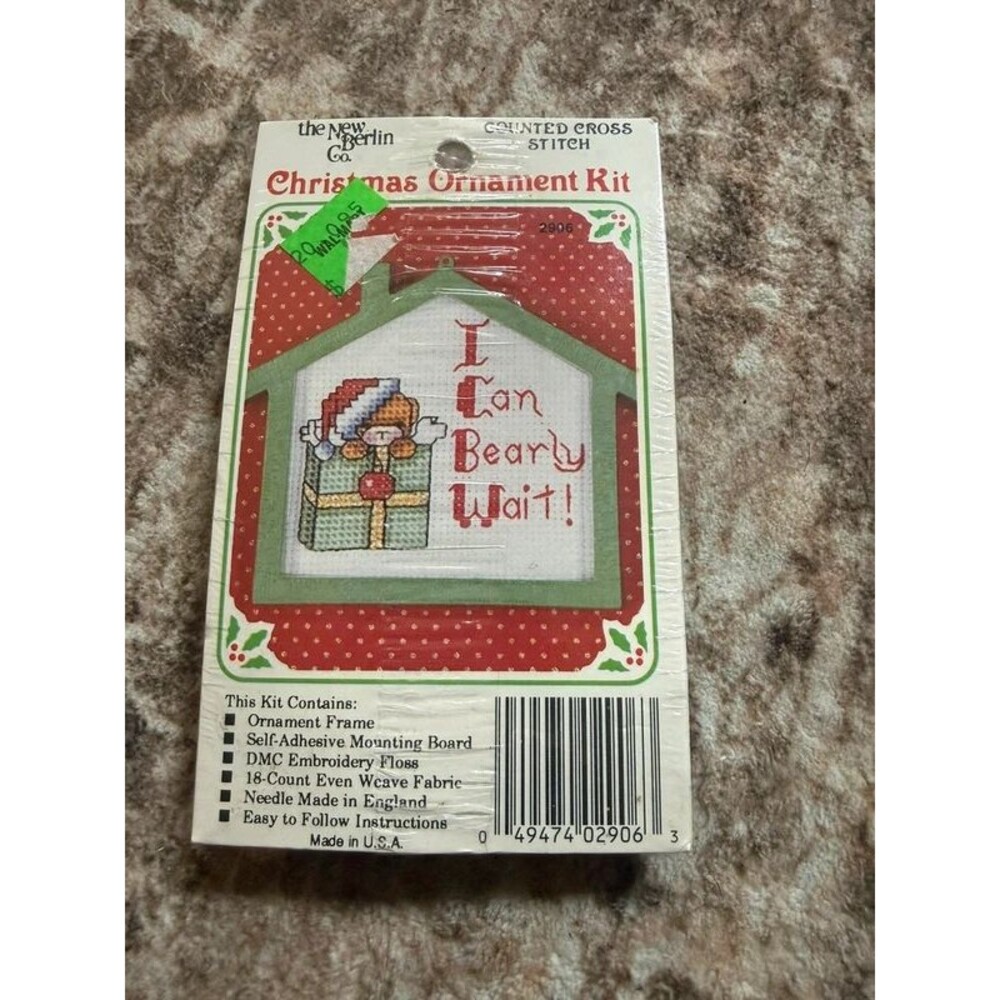 Cross-stitch needlepoint holiday Christmas ornament kit